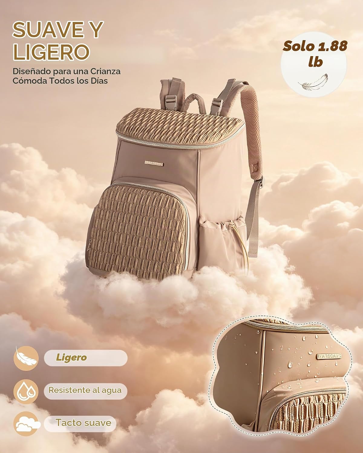 Marscamd Mochila para pañales con cambiador, bolsa de bebé grande,...