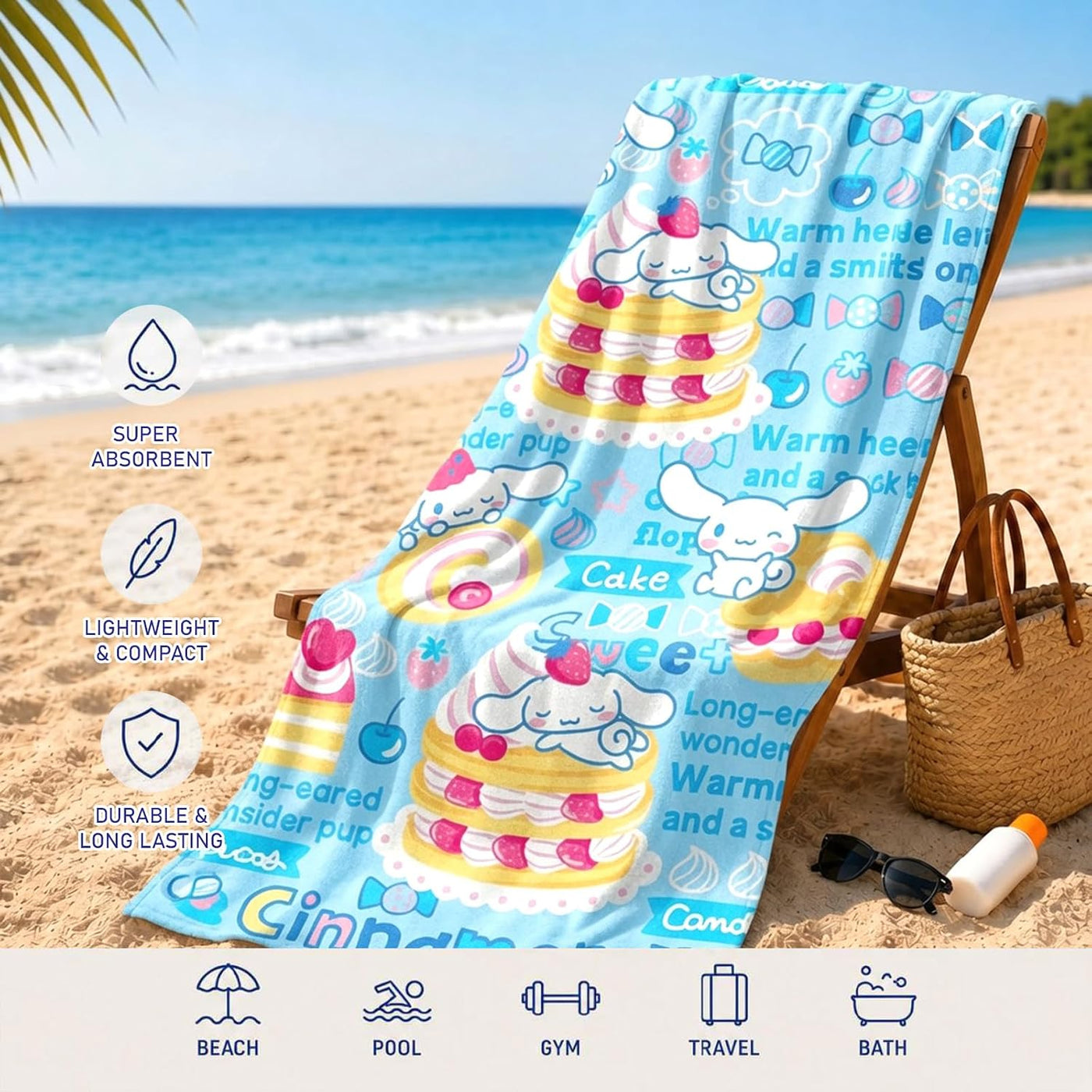 Sanrio Paquete de 3 toallas de playa \u2013 Paquete con 30 x 60 pul...