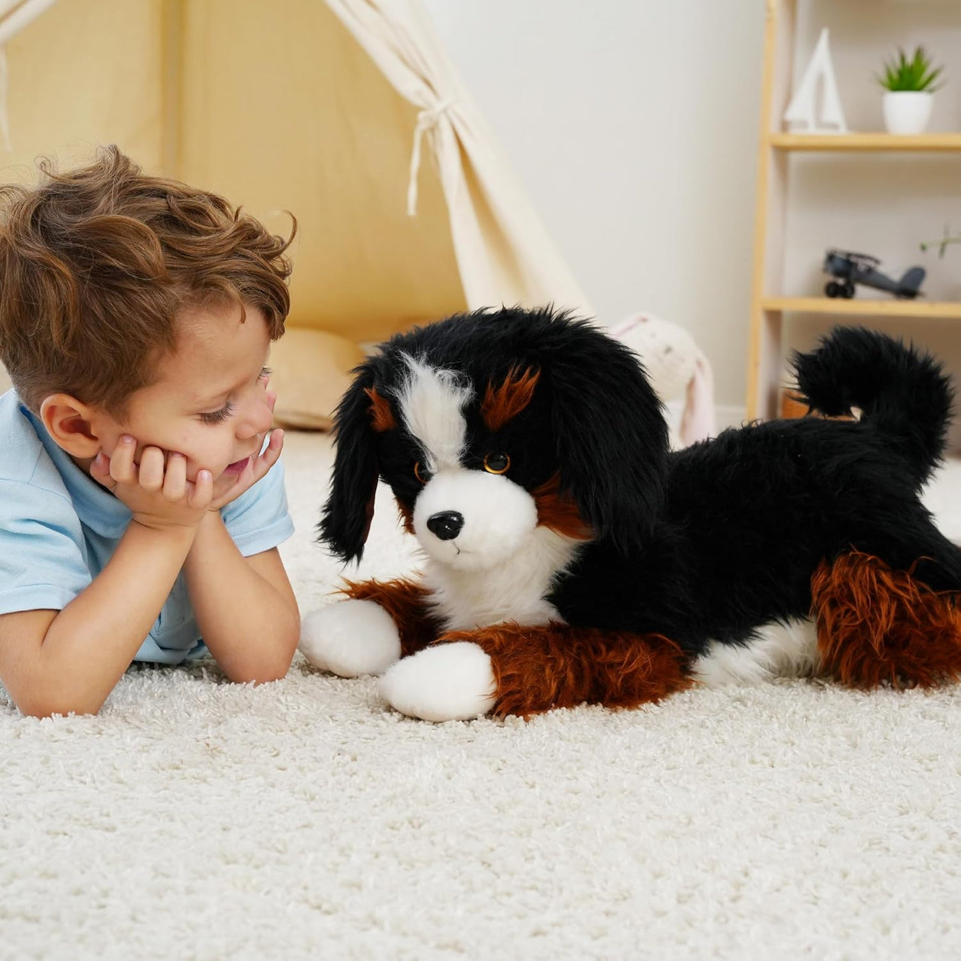 AmyToo Animal de peluche con peso, cachorro de peluche suave, perro...