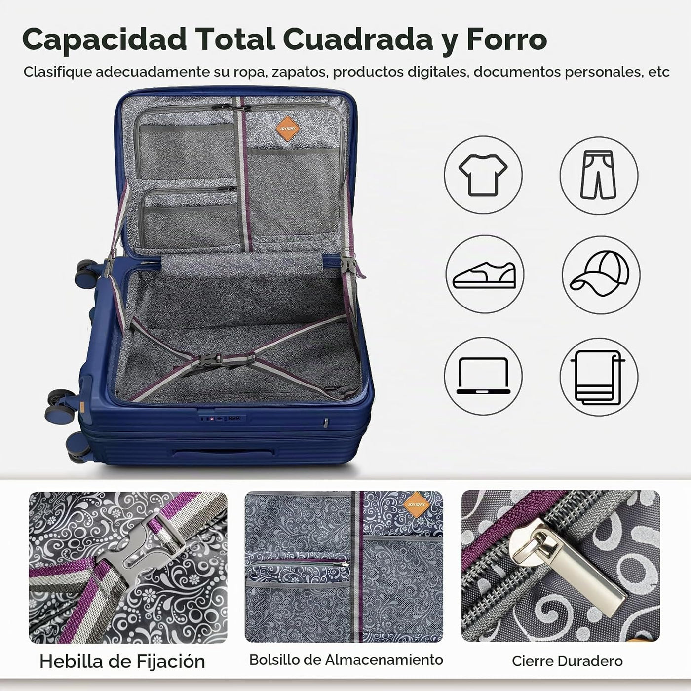 Joyway Juego de equipaje de 5 piezas con bolsillo frontal, juego de...