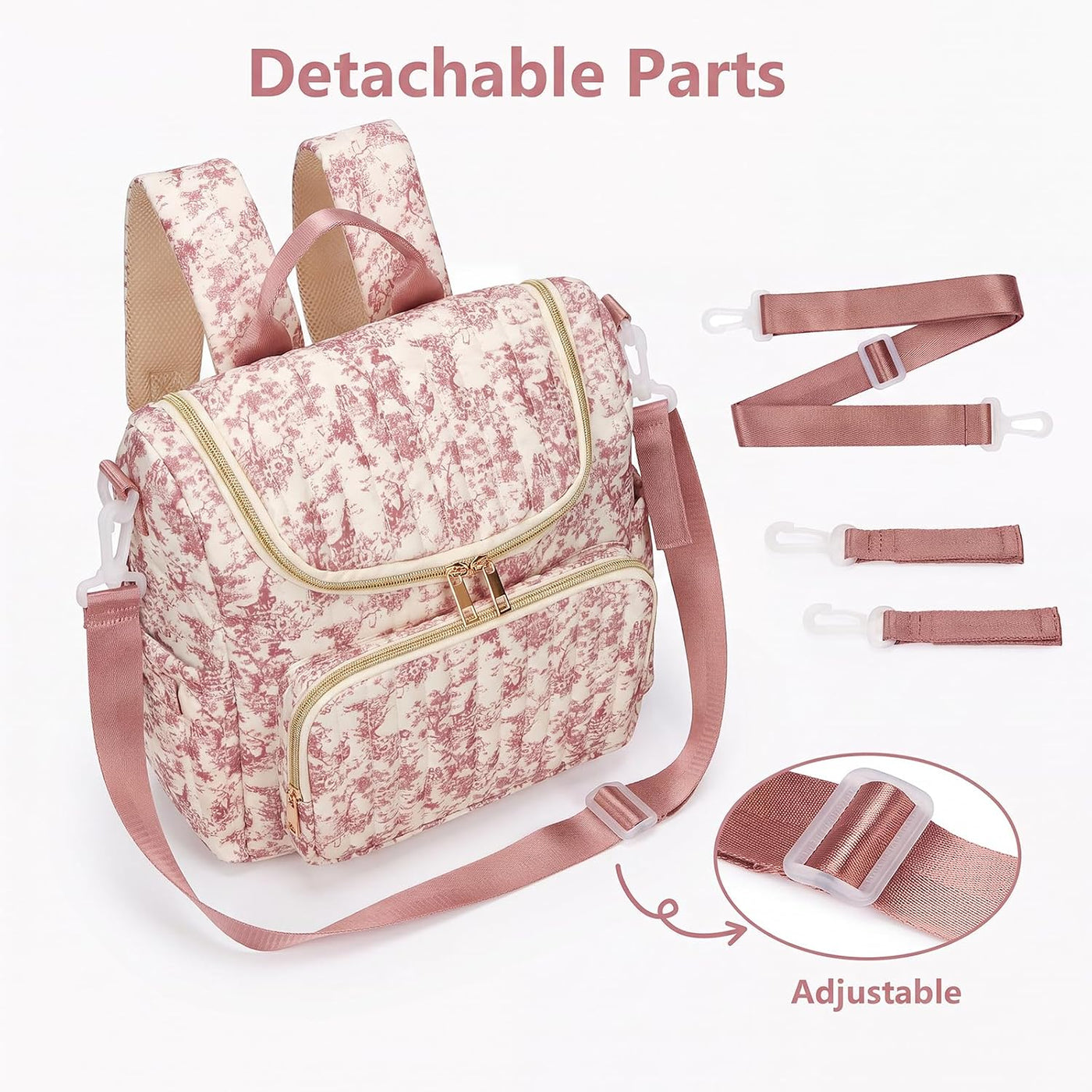 YESFIXS Mochila acolchada para pañales, mochila grande con estampad...