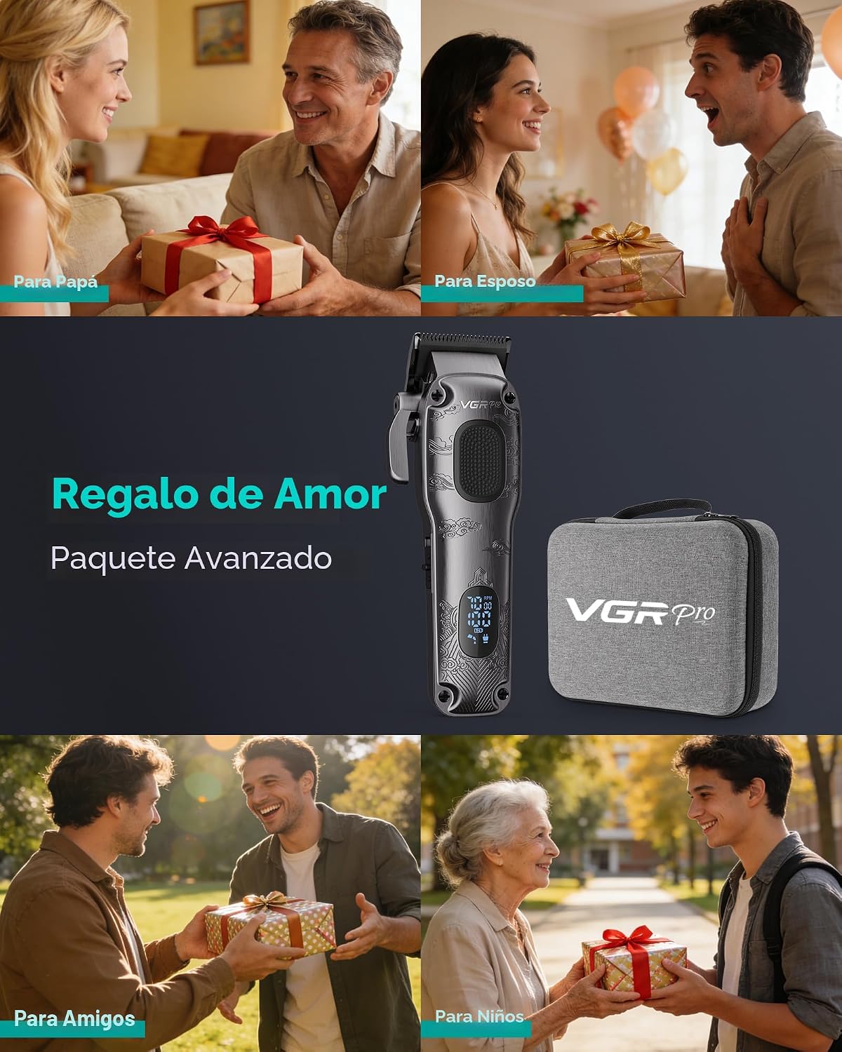 VGRPRO Cortapelos para hombre profesional, inalámbrico y con cable...