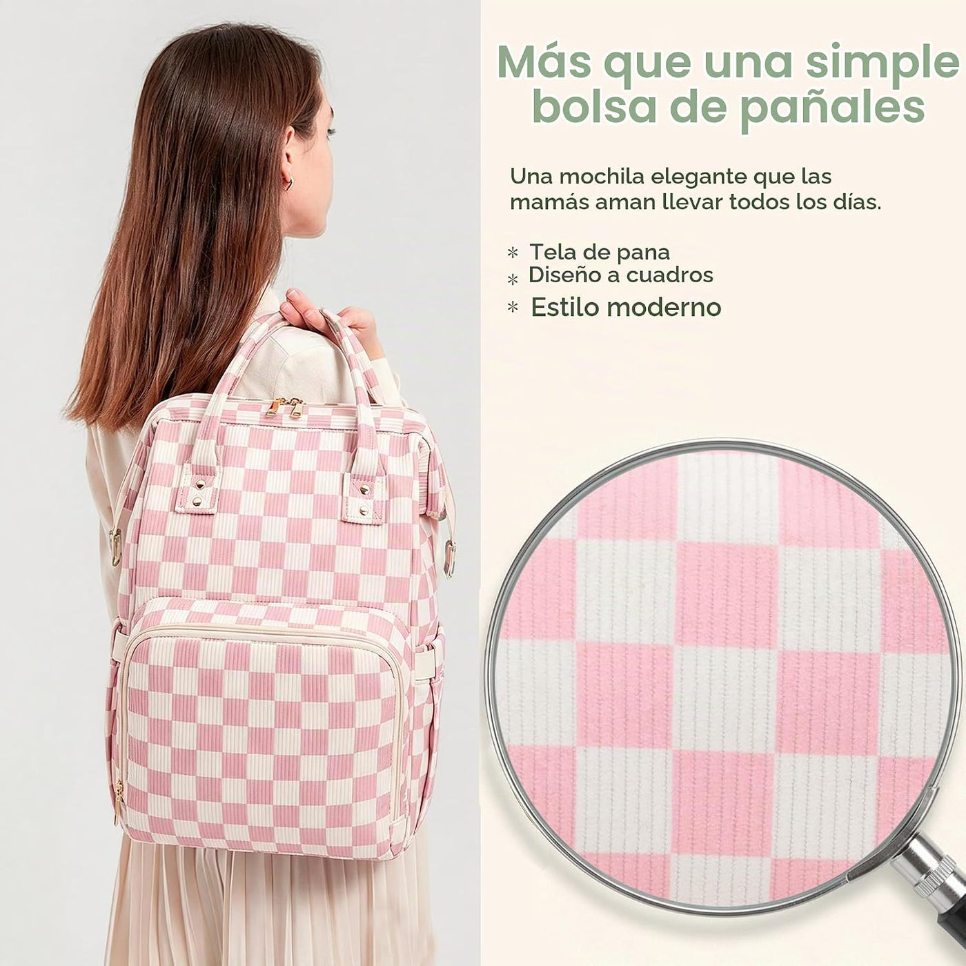 Mochila para pañales para mamá, bolsa de viaje de gran capacidad, b...