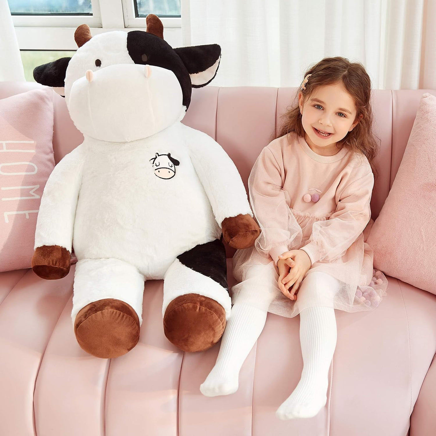 IKASA Peluche de vaca gigante de 30 pulgadas, súper suave, sin crem...