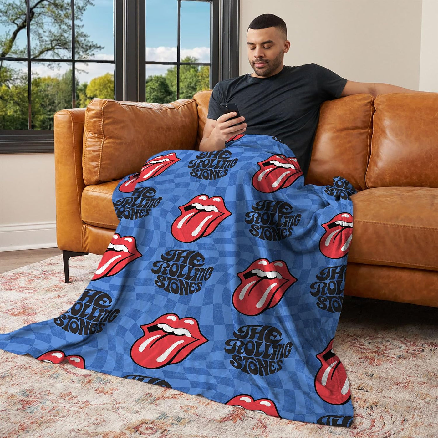 Northwest The Rolling Stones Manta de diseño psicodélico a cuadros,...