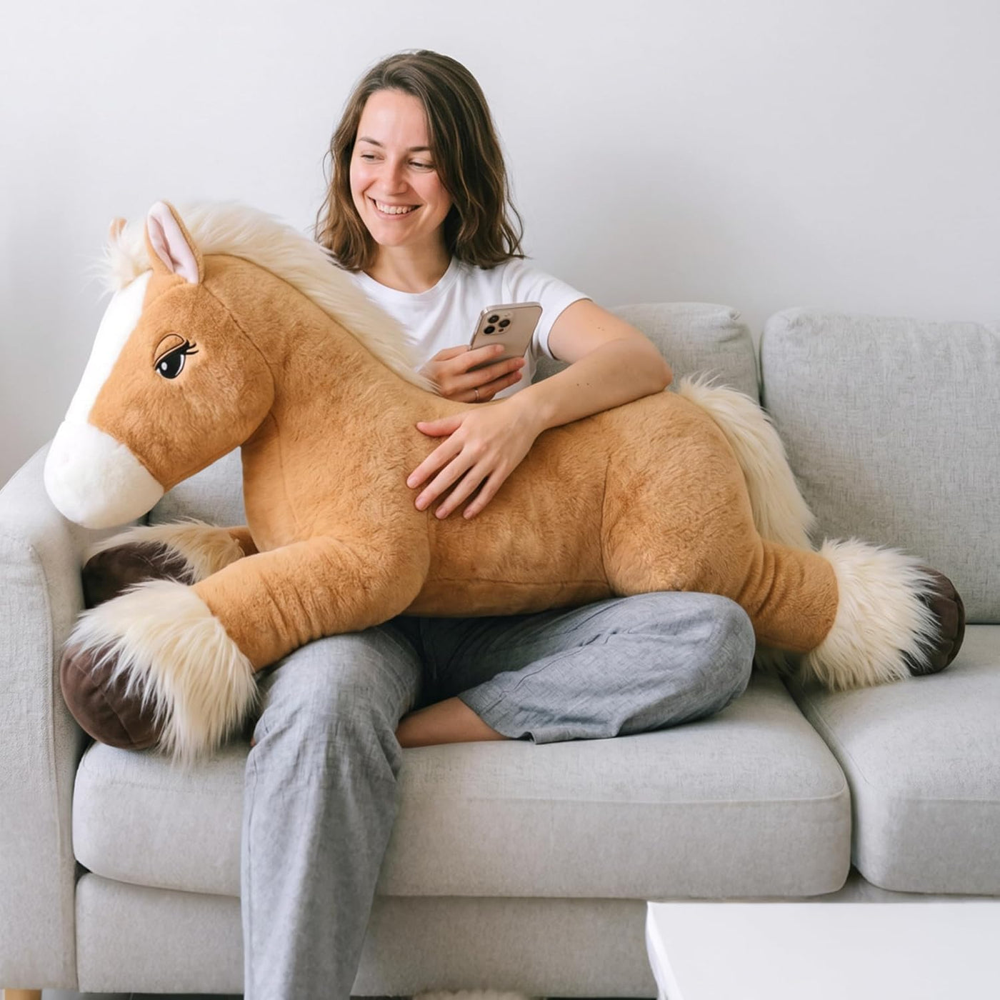 IKASA Animal de peluche de caballo gigante de 47 pulgadas, súper su...
