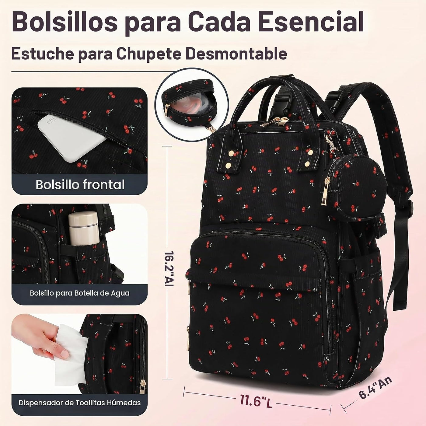 Lrenagao Mochila para pañales de bebé para mamá y papá, bolsa de pa...