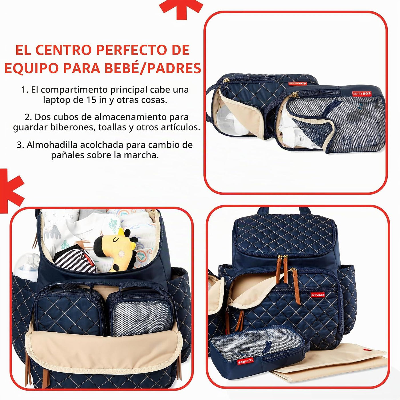 Skip Hop Mochila Bolsa de Pañales: Forma, bolsa de viaje multifunci...