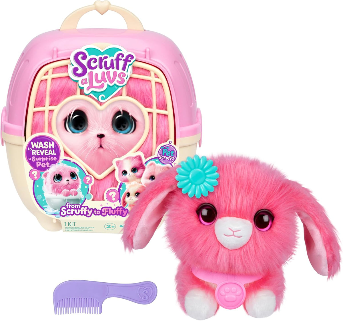 ScruffaLuvs Mascota sorpresa rosa, juguete de peluche misterioso, l...