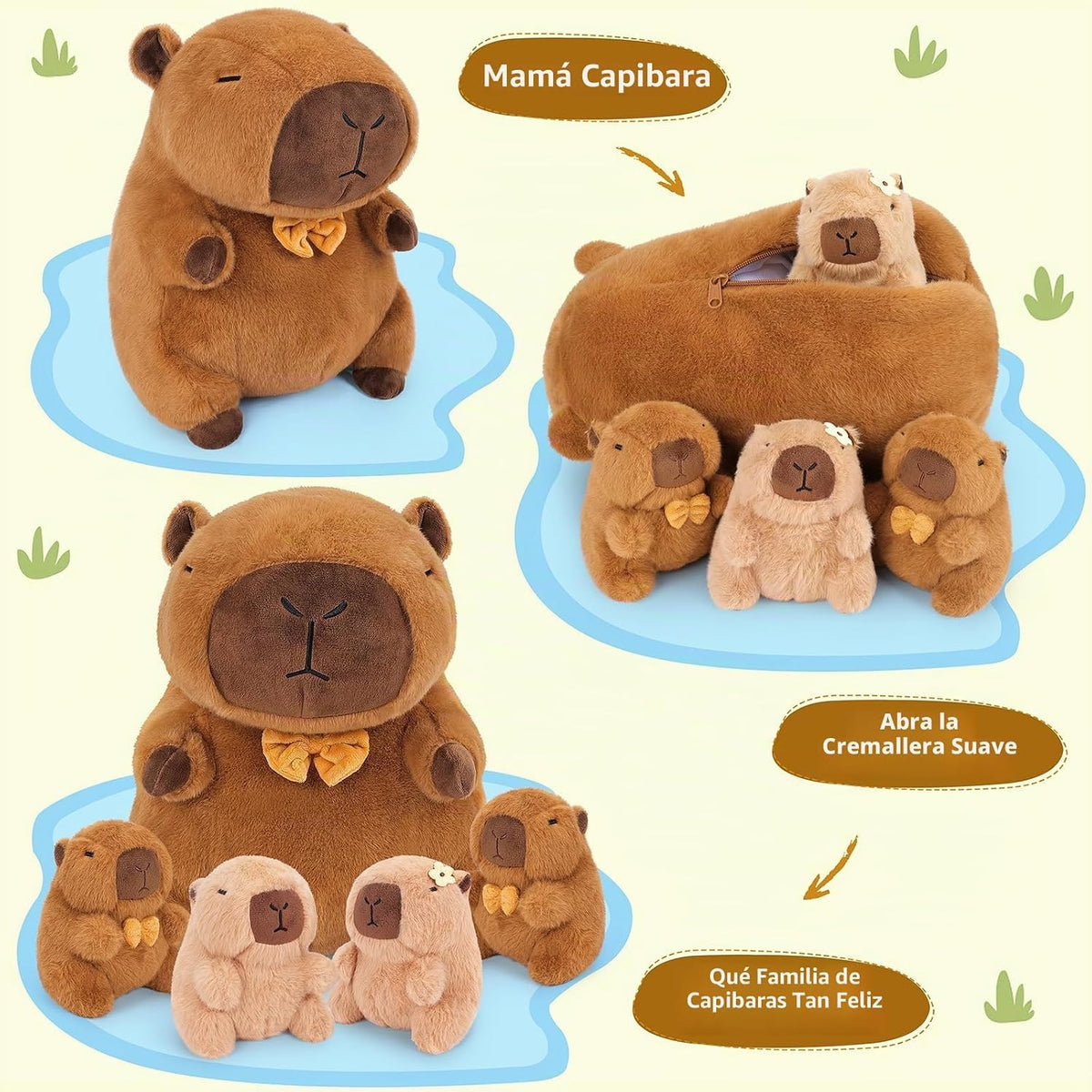 Achwishap 5 piezas de peluche Capybara de 16 pulgadas, mamá y 4 beb...