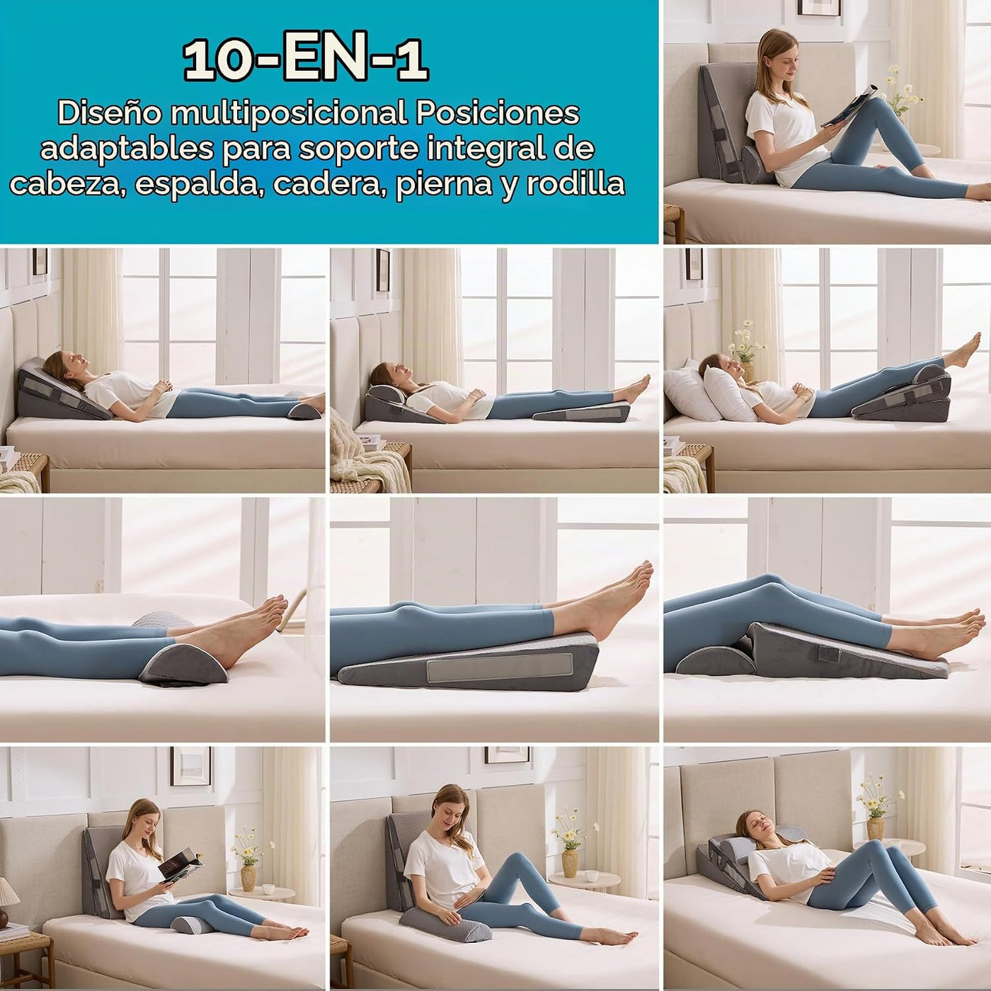 WGAKCED Juego de 3 almohadas de cuña para después de la cirugía, al...