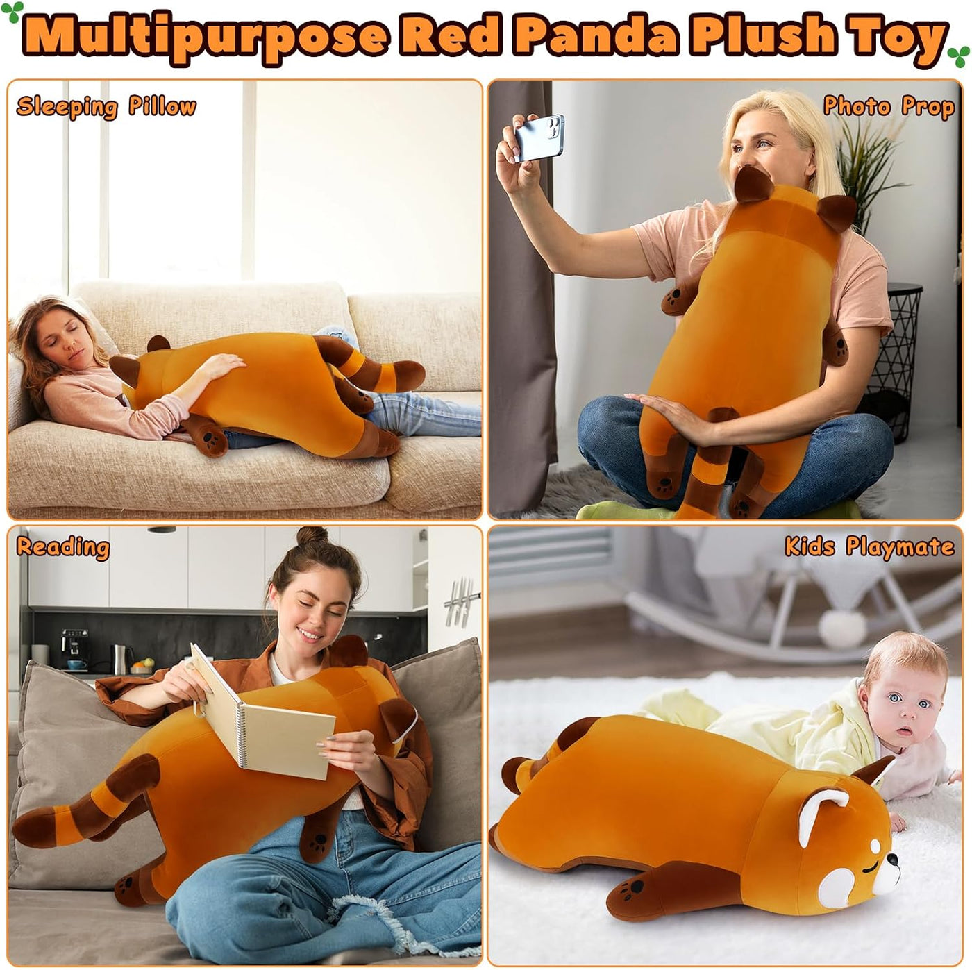 Auspicious beginning - Peluche gigante de 76 cm de panda rojo - Gra...