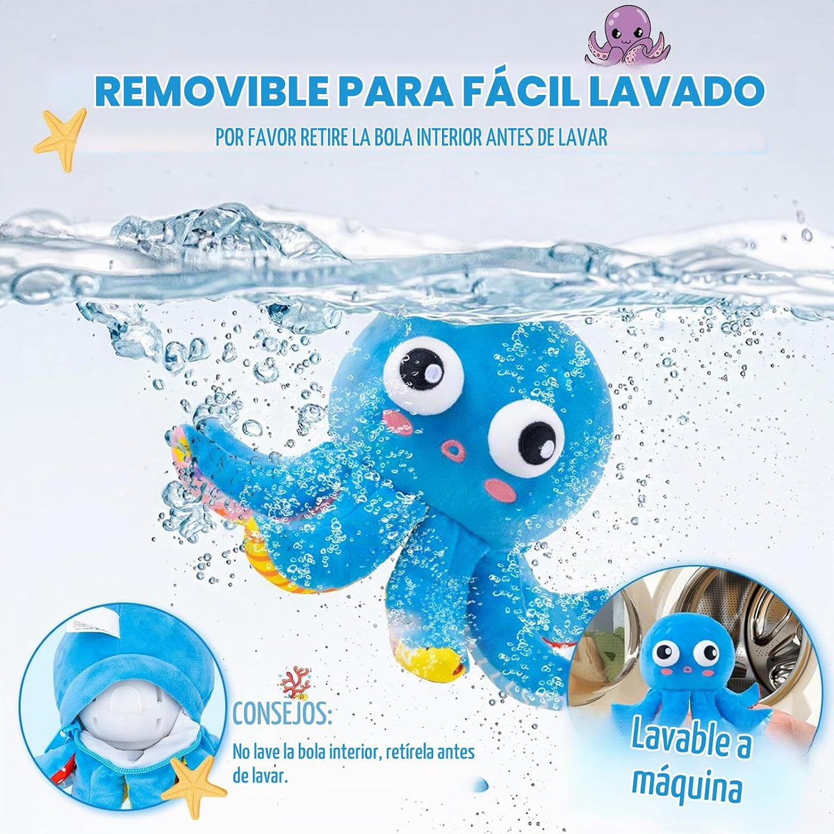 Juguetes para bebés de 6 a 12 meses, juguetes musicales de pulpo sa...