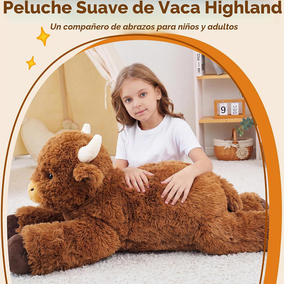 Jrystar Animales de peluche gigantes de la vaca de las tierras alta...