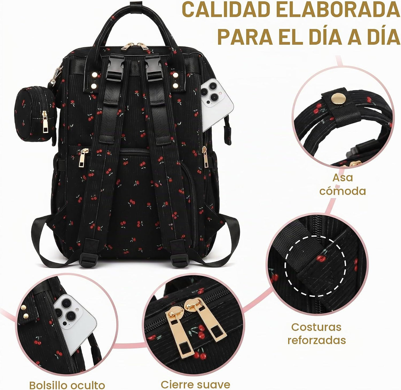 Lrenagao Mochila para pañales de bebé para mamá y papá, bolsa de pa...