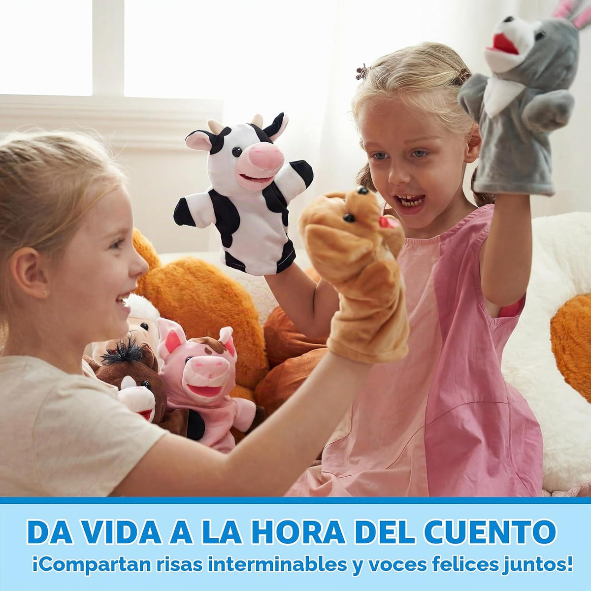 JOYIN Juego de 6 marionetas de mano para niños con boca funcional,...