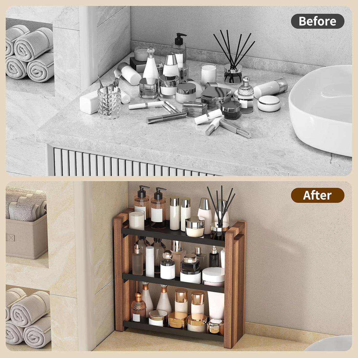 Cozynome Organizador de encimera de baño de 3 niveles, estante de b...