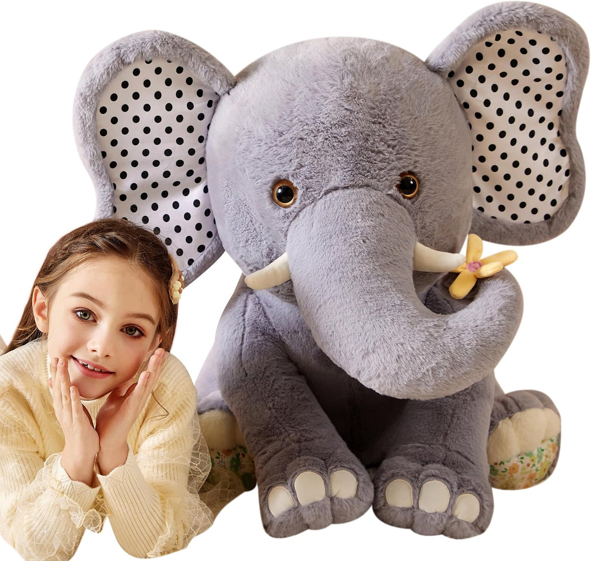 Tumyay Juguete de peluche de elefante gigante, juguete suave, grand...