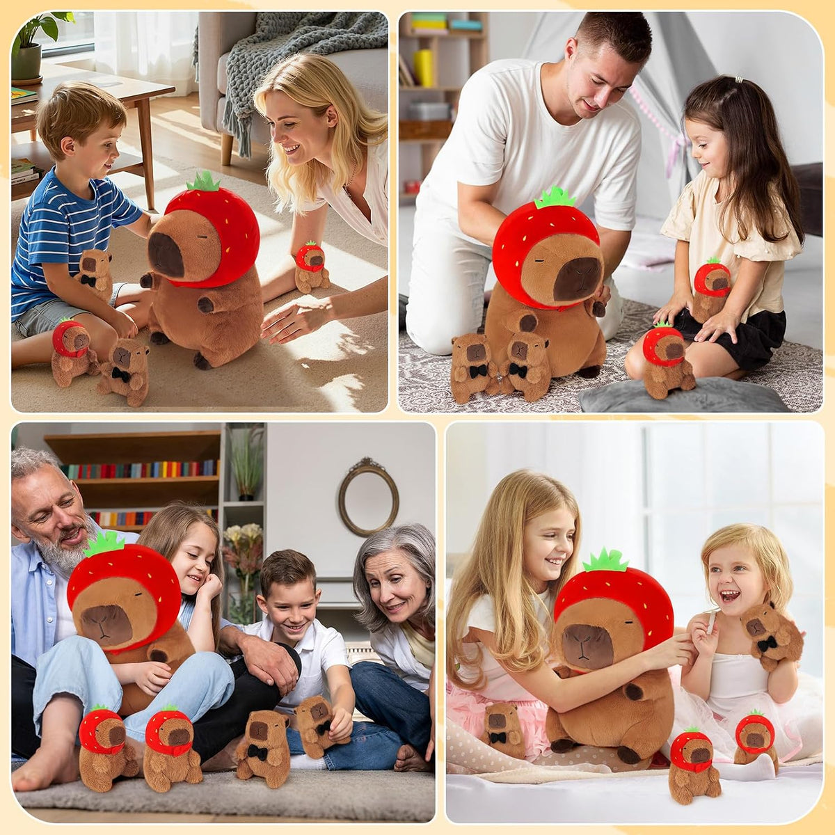 Achwishap Capybara - Juego de 5 peluches de Capybara con mamá y 4 b...