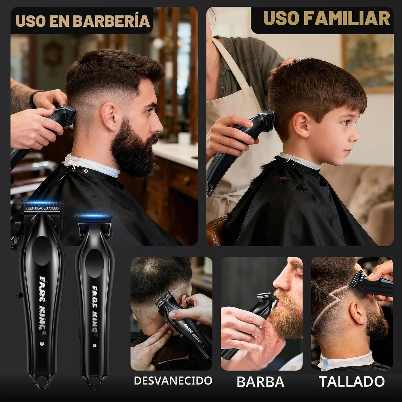 FADEKING® Cortadora de pelo profesional y recortadora de barba para...