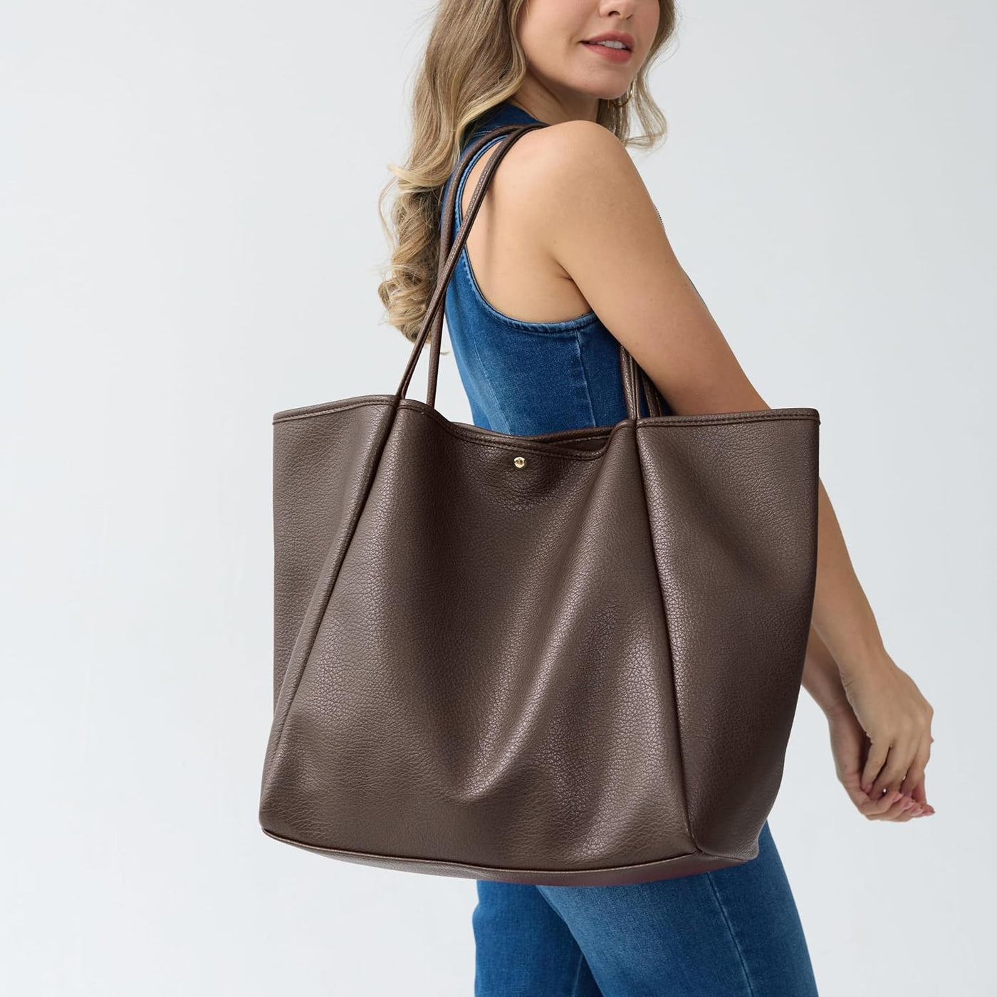 Bolso Tote de Cuero PU de Gran Tamaño para Mujer, Bolso de Fin de S...