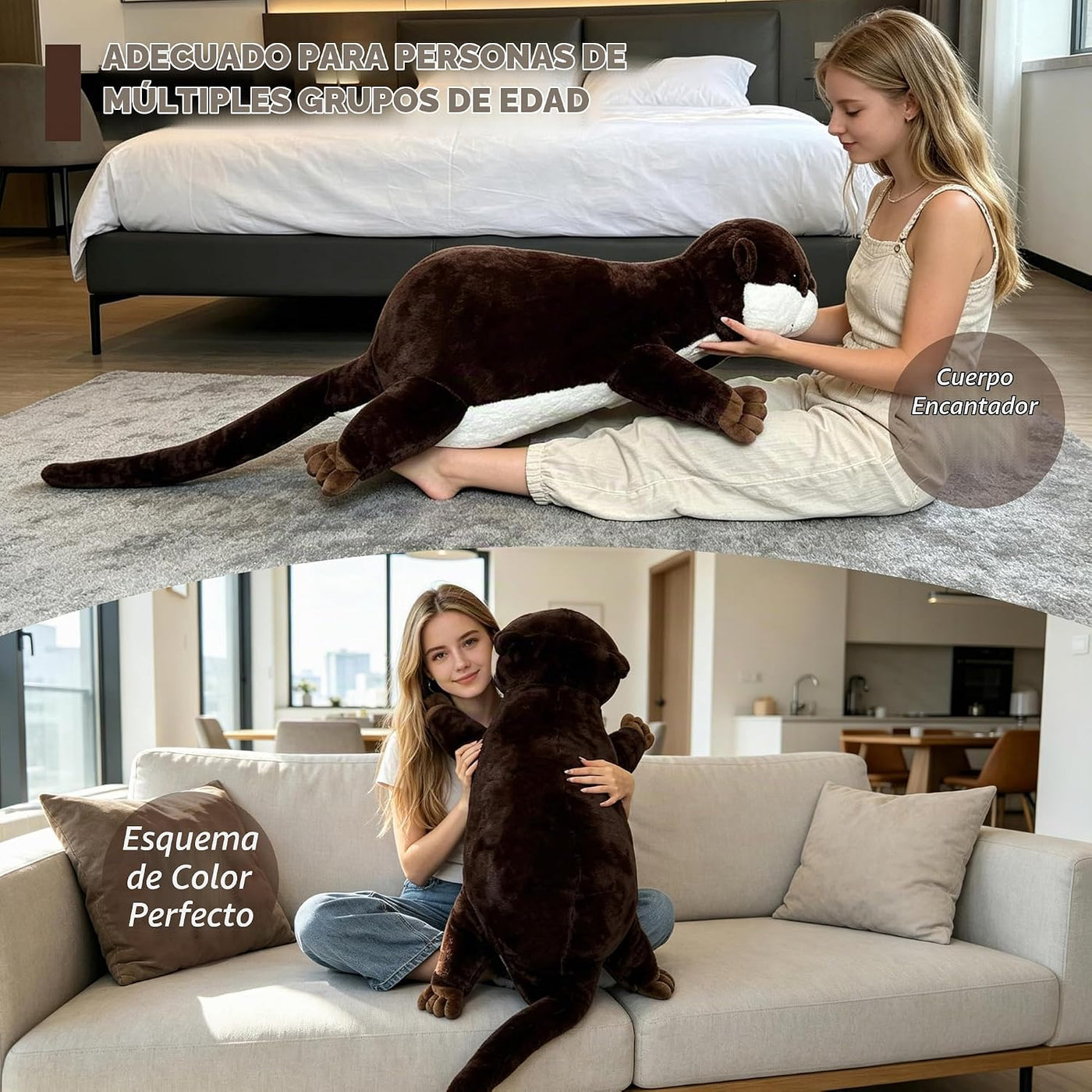 ZBLX Nutria gigante de peluche, animal de peluche grande de 34 pulg...