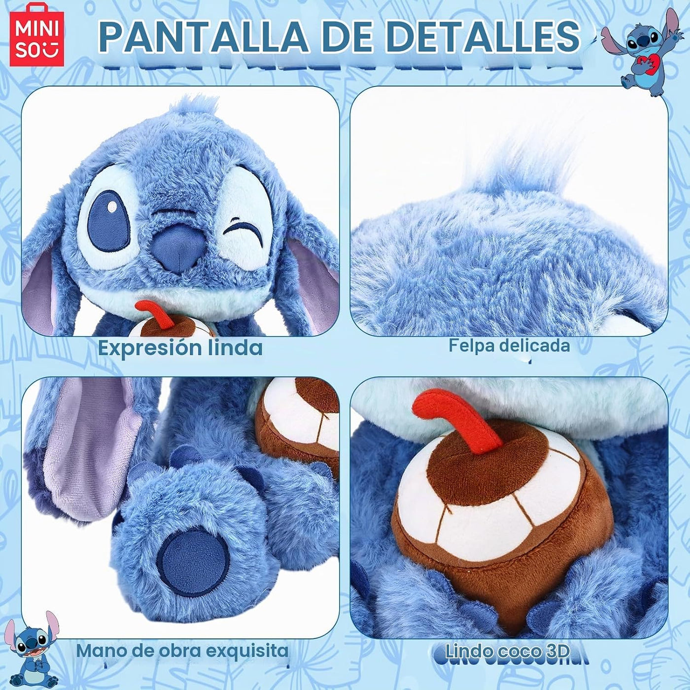 MINISO Disney - Peluche de Lilo & Stitch de 14 pulgadas, peluch...