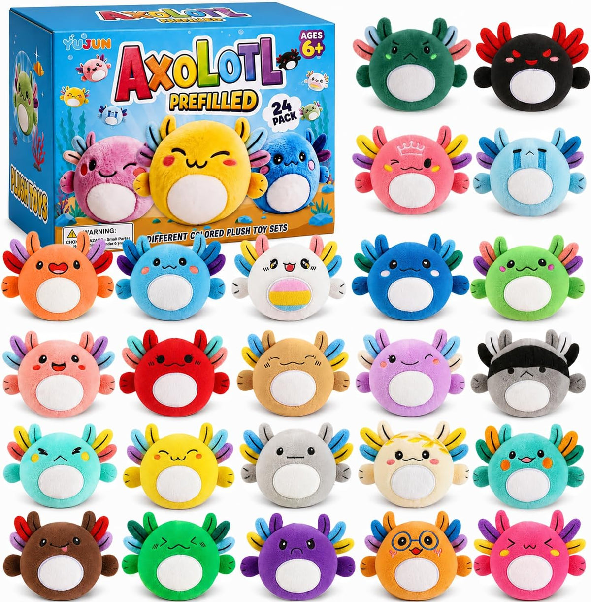 YUJUN 24 piezas de juguete de peluche para niños, juguete de ajolot...