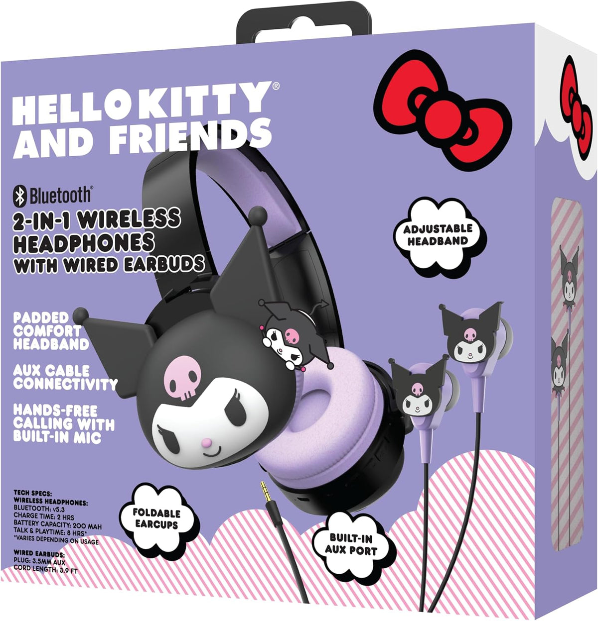 Hello Kitty - Auriculares inalámbricos Bluetooth 2 en 1 con auricul...