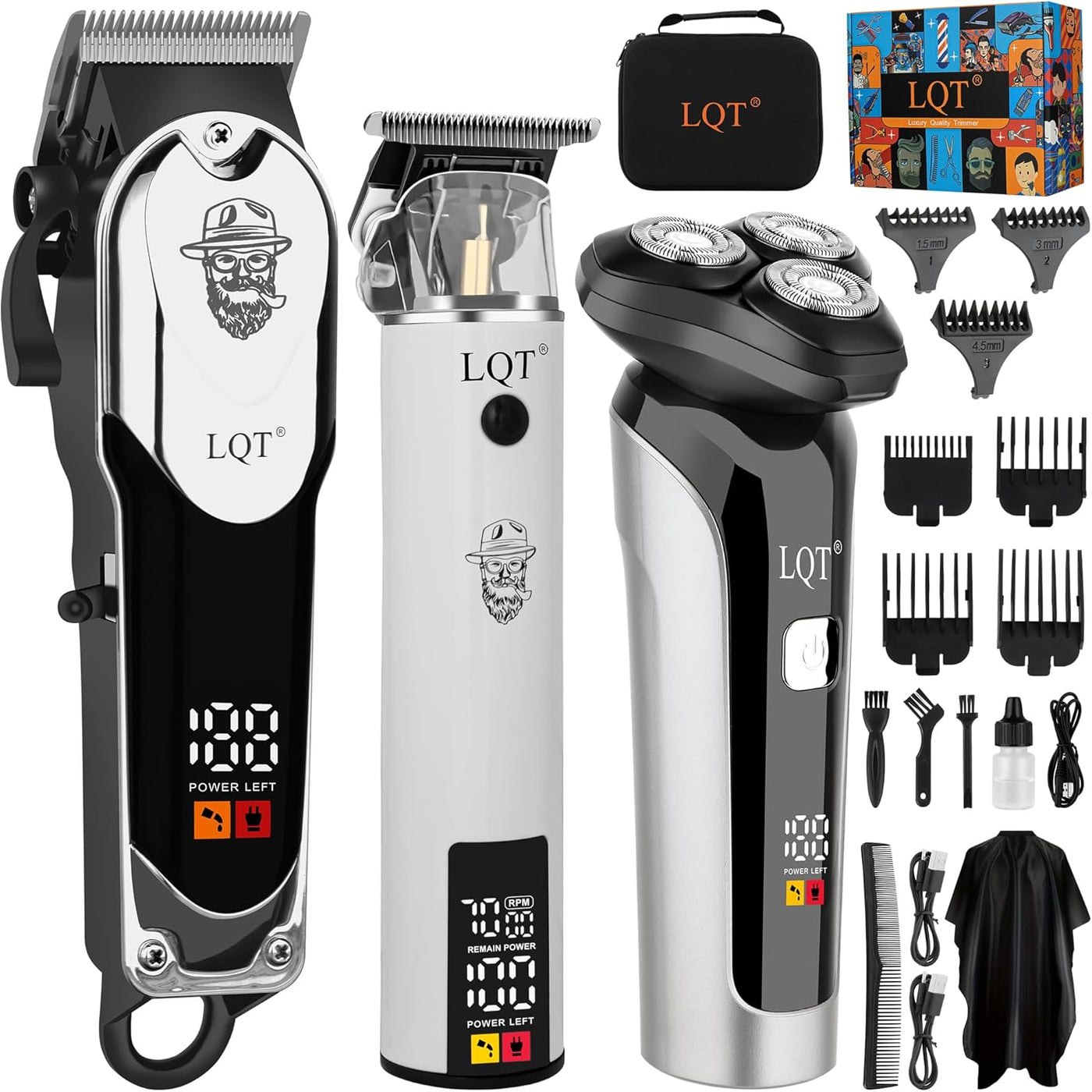 LQT Kit de peluquero profesional para hombres, cortadora de pelo in...