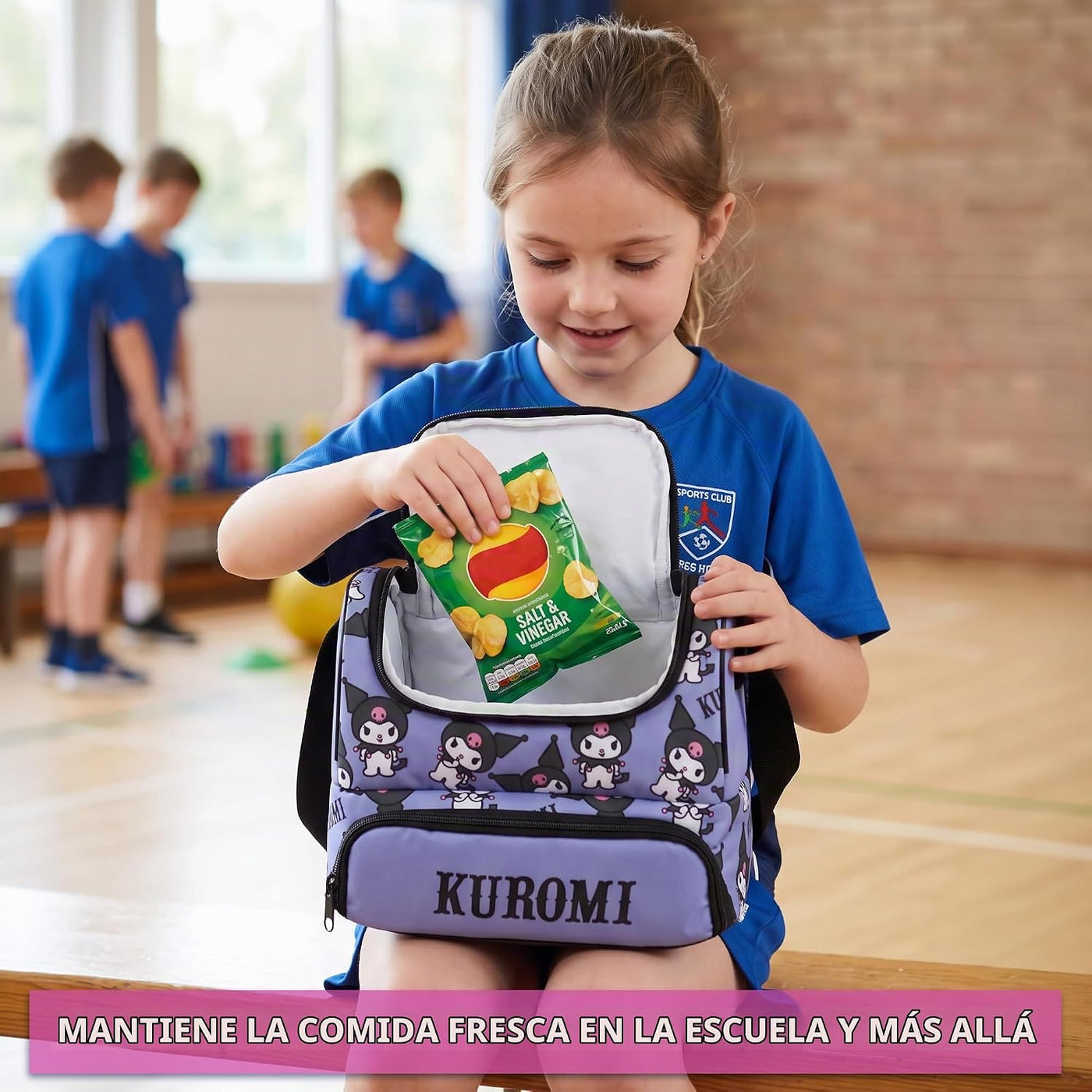 Get Trend Sanrio Kuromi Bolsa de almuerzo aislada para niñas para l...