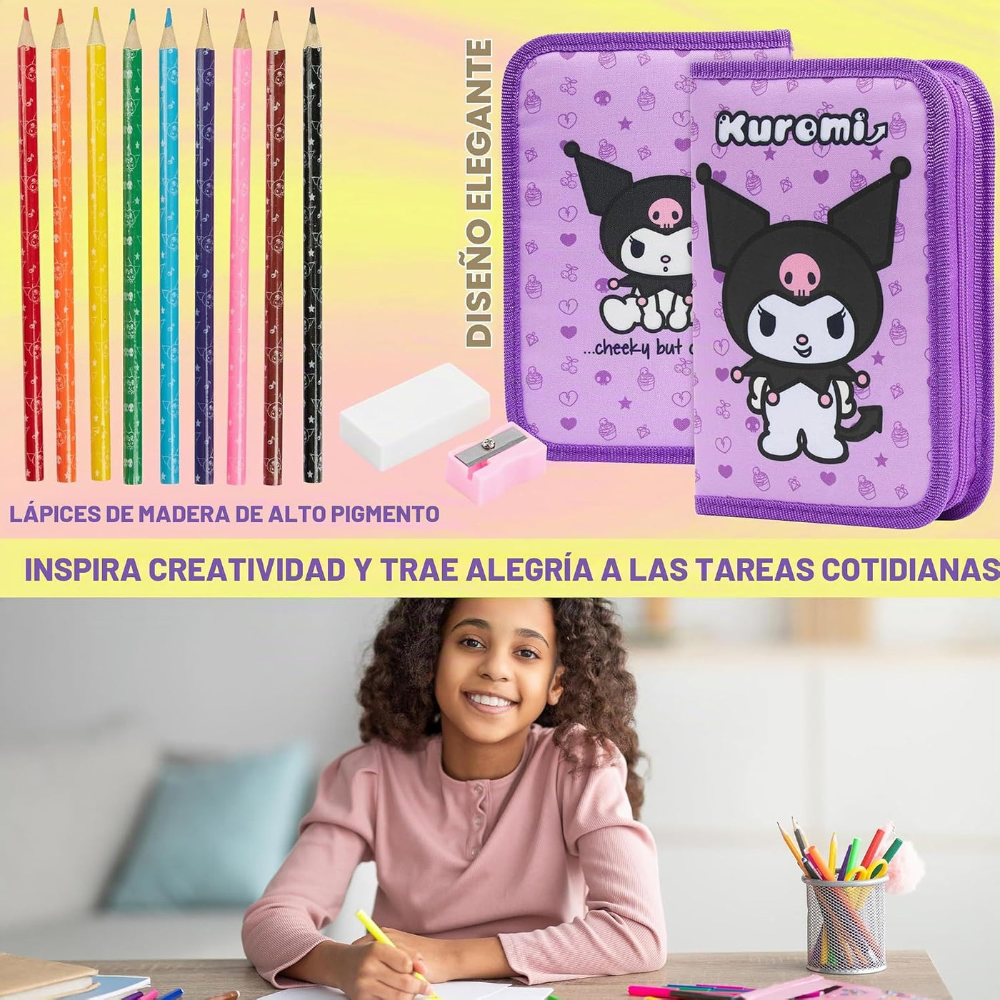 Hello Kitty Sanrio - Estuche para lápices Kawaii para niños, marcad...