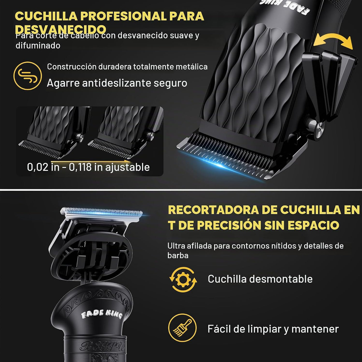 FADEKING® - Juego de cortapelos y recortadoras inalámbricas para ho...