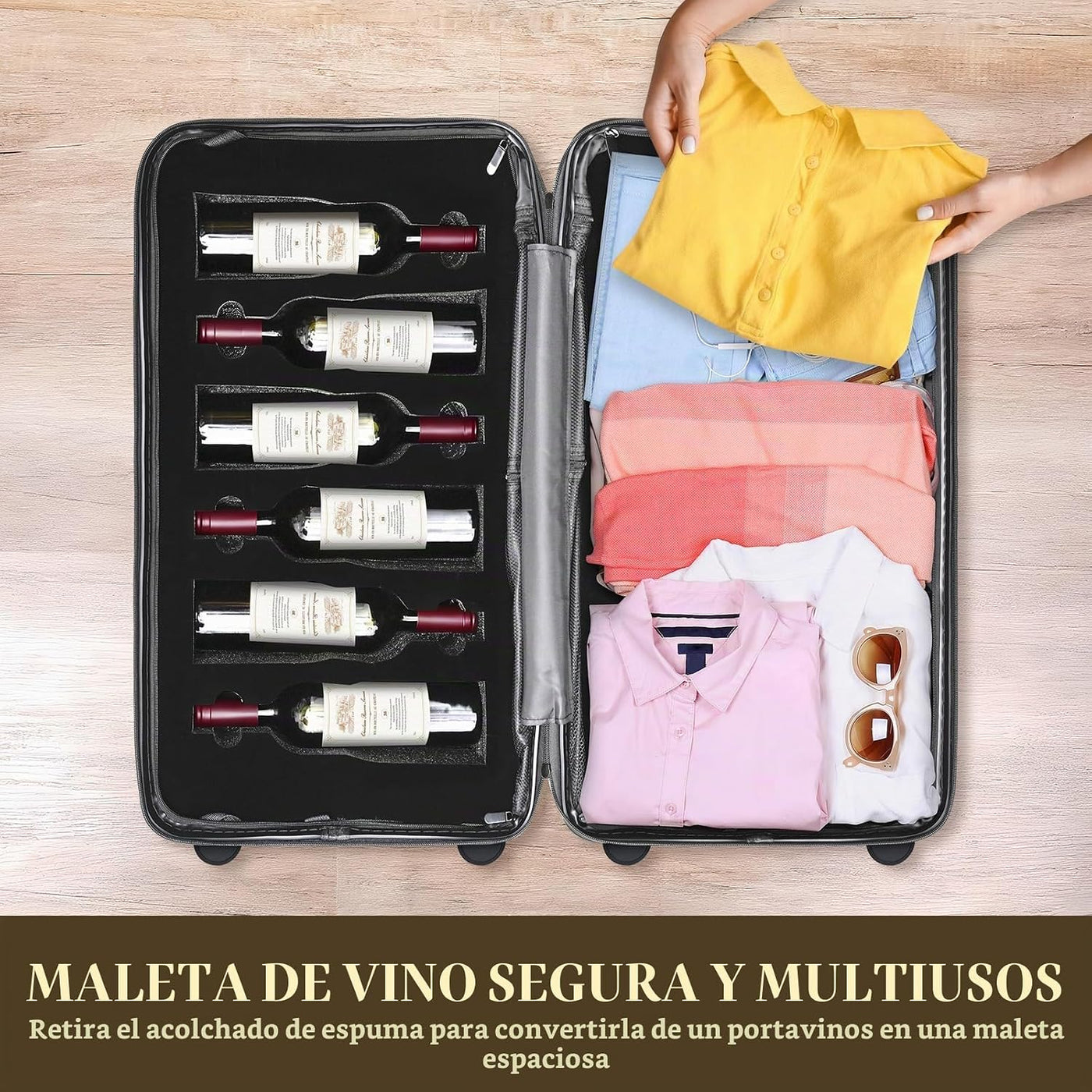 CNZLYZOY Wine Luggage - Maleta de vino aprobada por aerolíneas de 6...