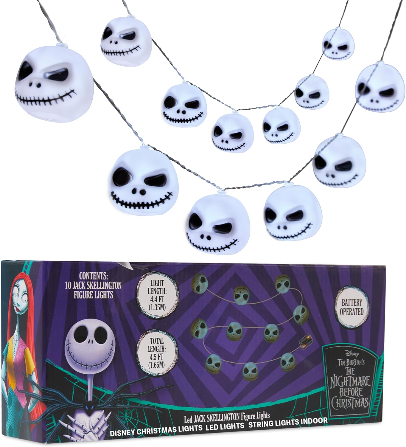 Disney The Nightmare Before Christmas - Guirnalda de luces LED para...