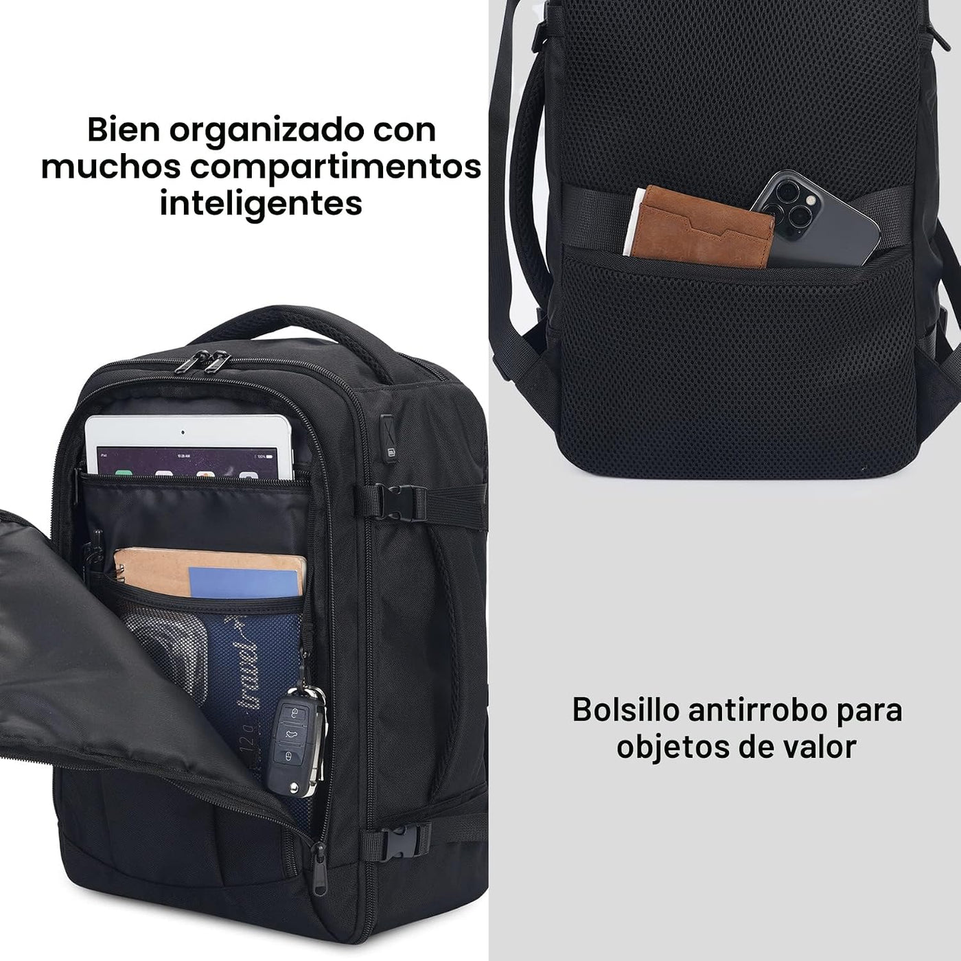ECOHUB Mochila de Viaje Mochila de Artículo Personal con 13 Bolsill...