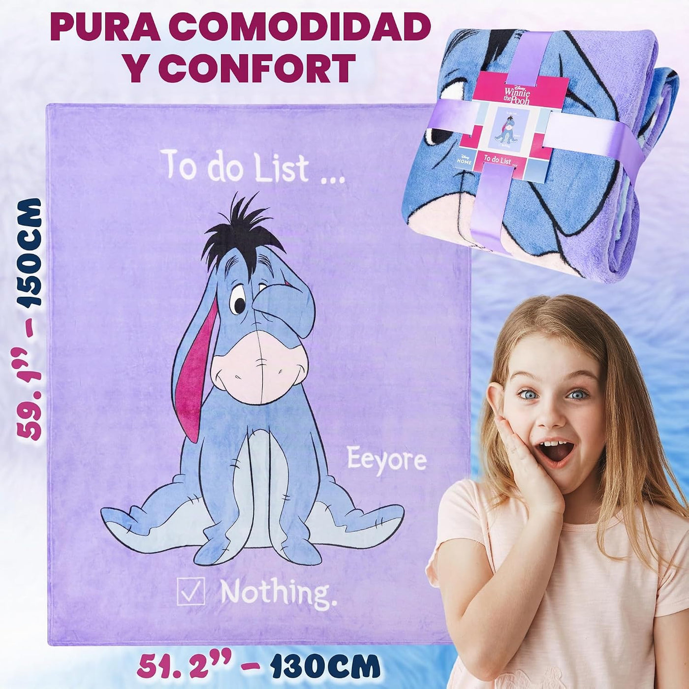 Disney Eeyore - Manta de forro polar suave para dormitorio, 59 x 51...