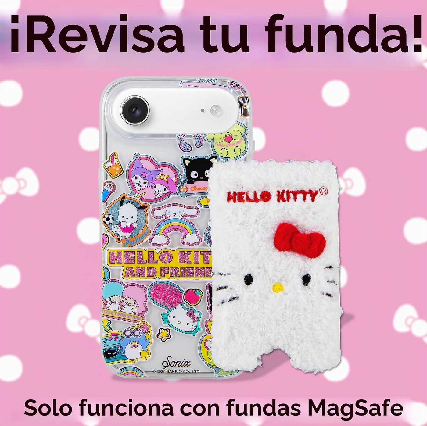 Sonix x Sanrio - Cartera magnética de felpa para teléfono, tarjeter...