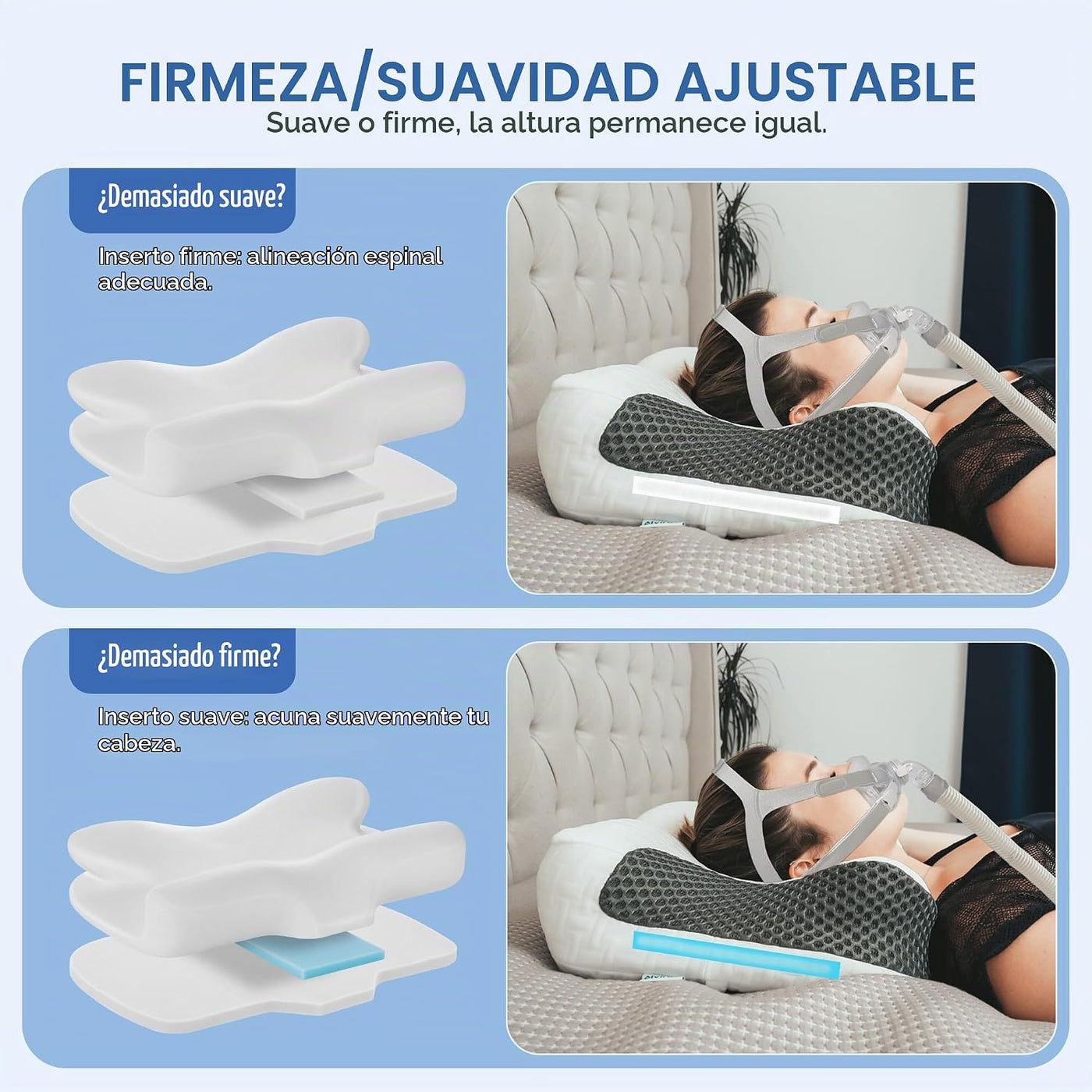 Elviros Almohada CPAP HSA\/FSA para personas que duermen boca arrib...