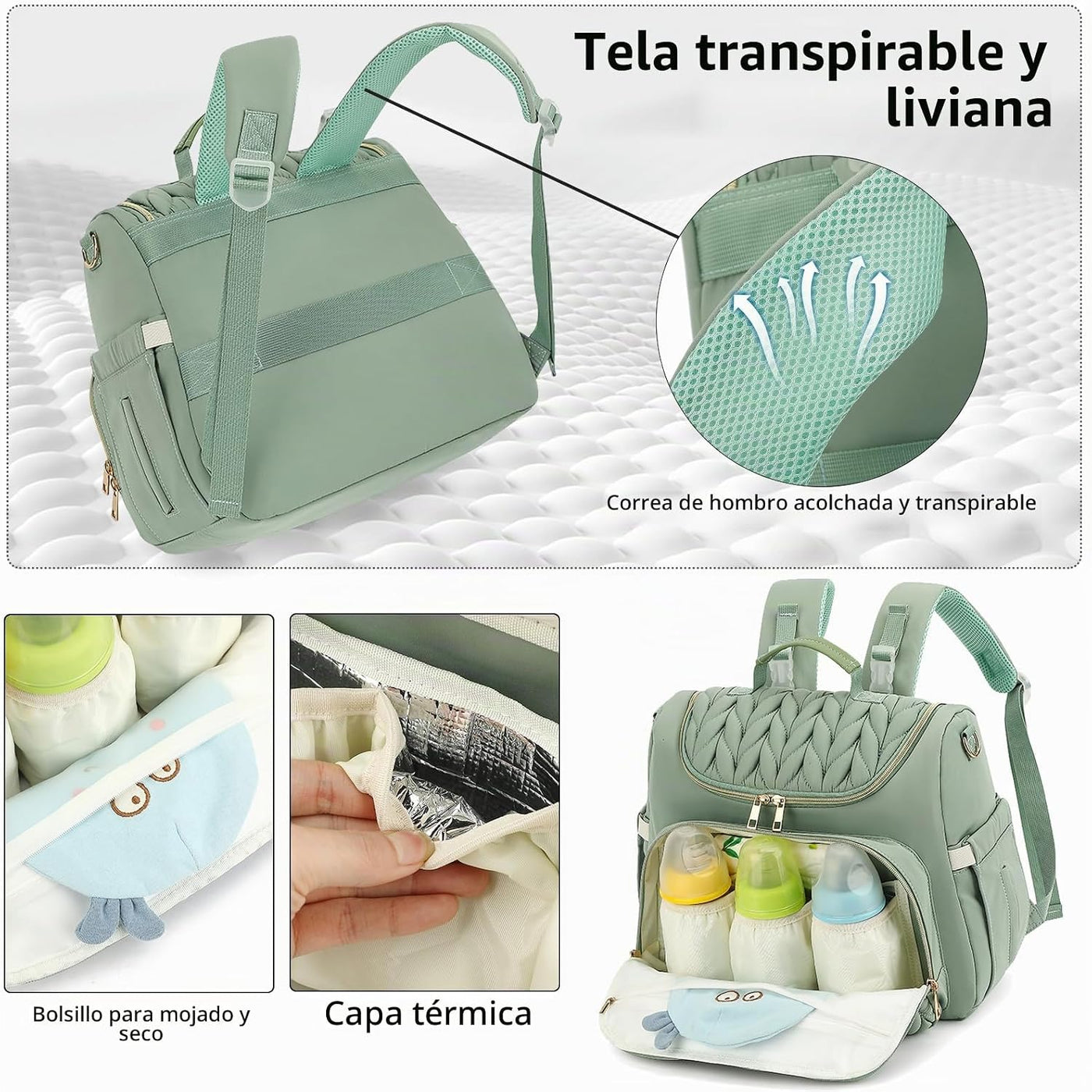 Bevkois Mochila pequeña para pañales acolchada, mini bolsa cruzada...