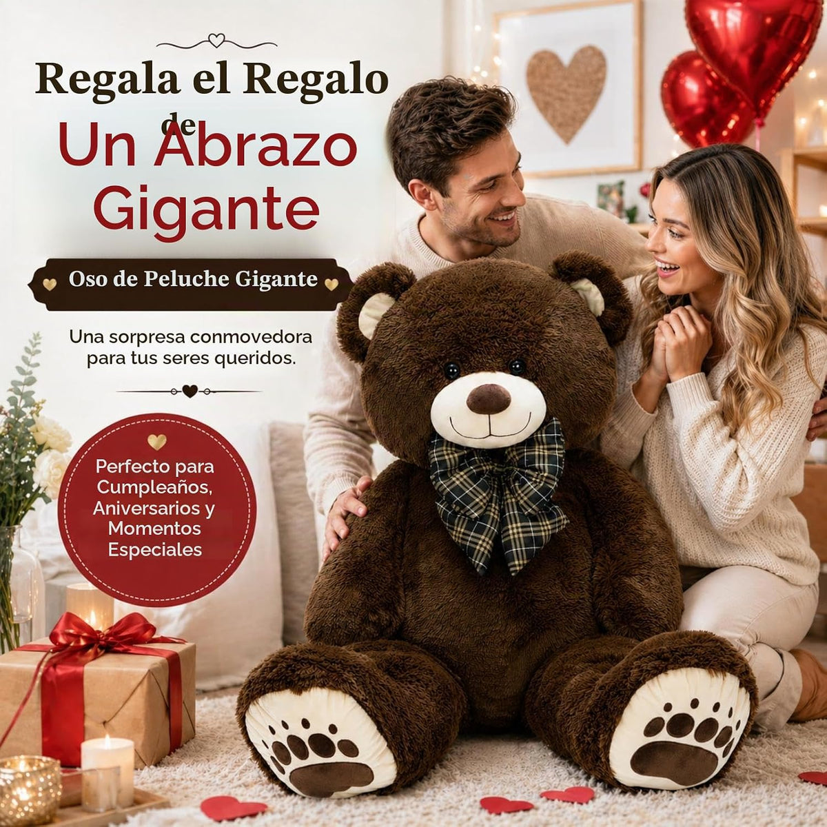 Karister Lifesize - Oso de peluche gigante de 4 pies, animal de pel...