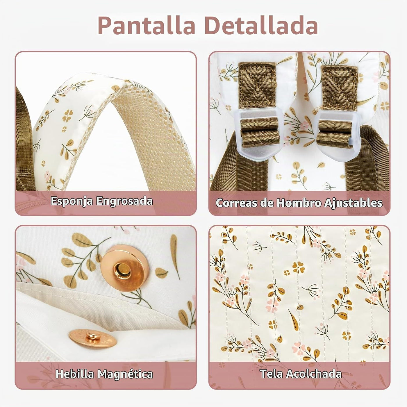 YESFIXS Mochila acolchada para pañales, mochila grande con estampad...