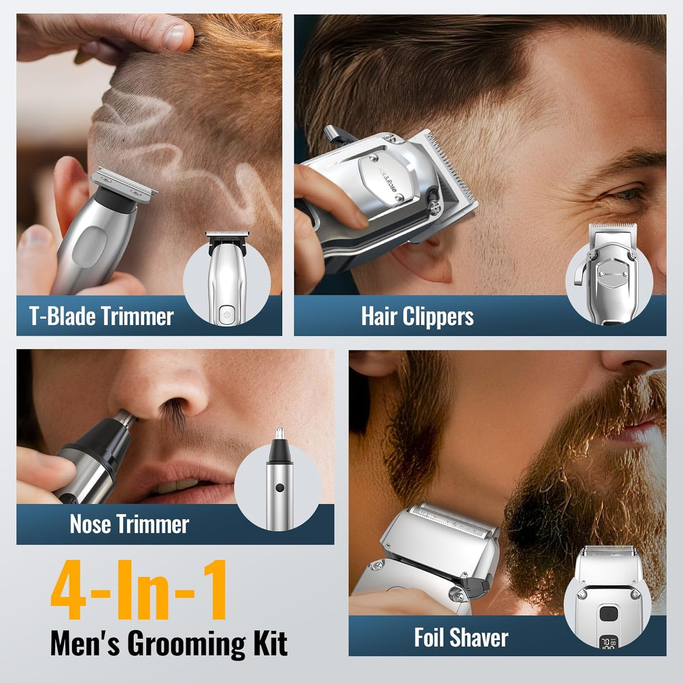 Jack & Rose - Cortadora de pelo para hombres, kit profesional,...