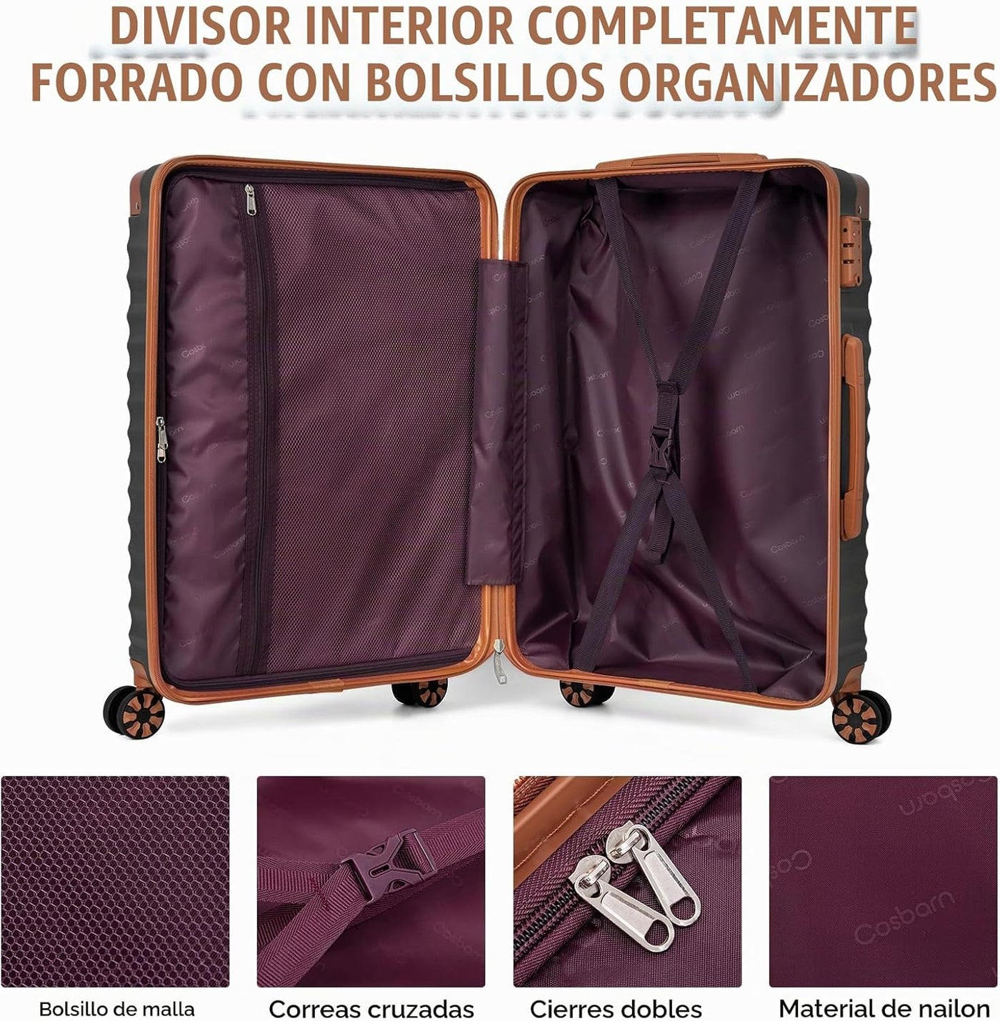Cosbarn - Juego de maletas de 5 piezas con cerradura TSA y ruedas g...