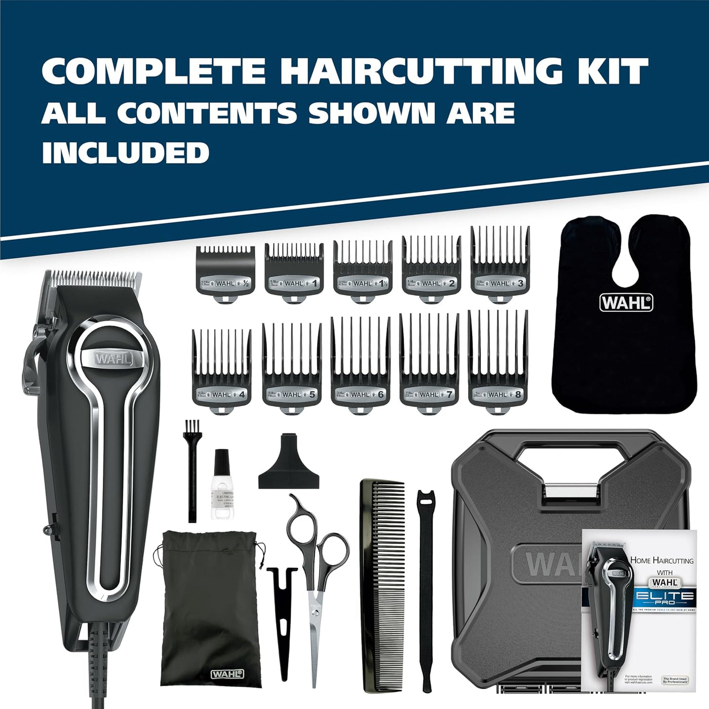 Wahl Clipper Elite Pro Kit de corte y cuidado de cabello en casa pa...