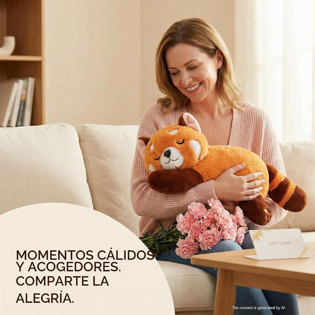Liraziva Peluche de panda rojo lindo juguete de peluche suave 65cm...