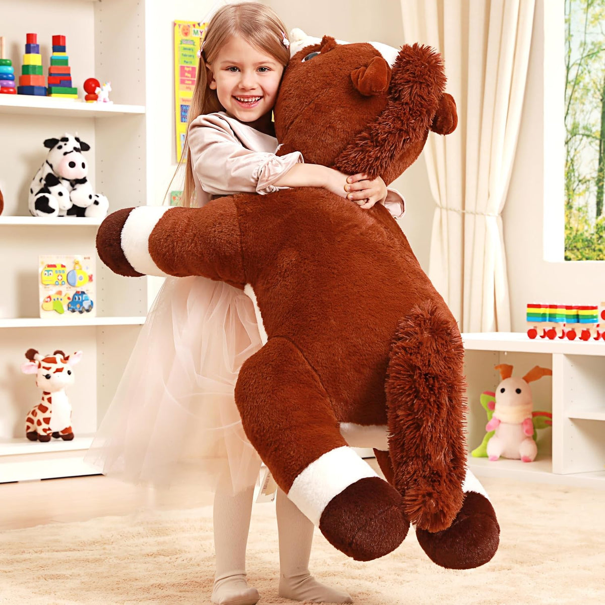 IKASA Peluche de caballo gigante de 33.5 pulgadas, súper suave, sin...