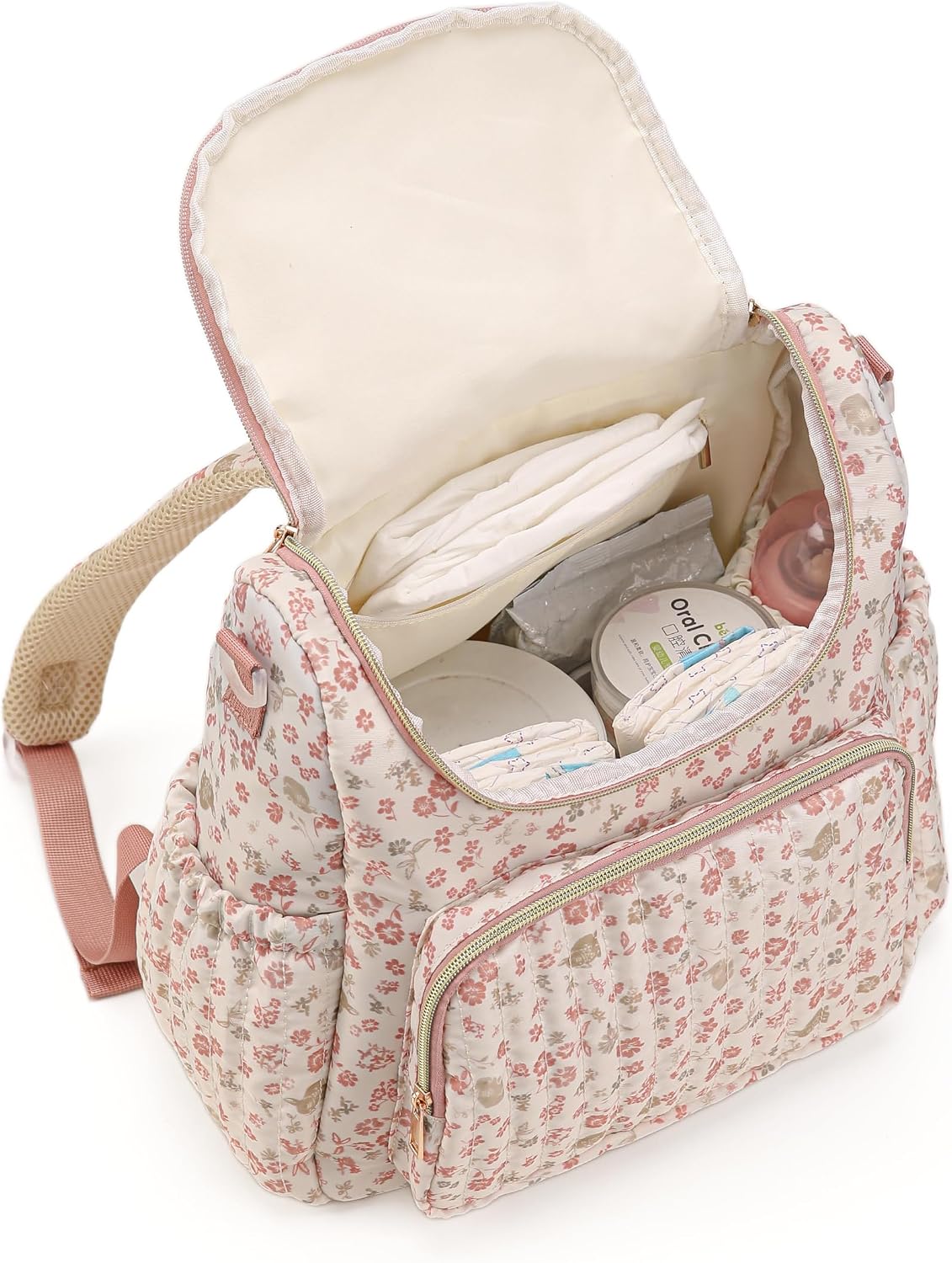 YESFIXS Mochila acolchada para pañales, mochila grande con estampad...