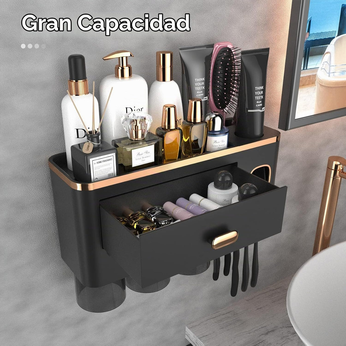 iHave - Portacepillos de dientes de pared para baños con dispensado...