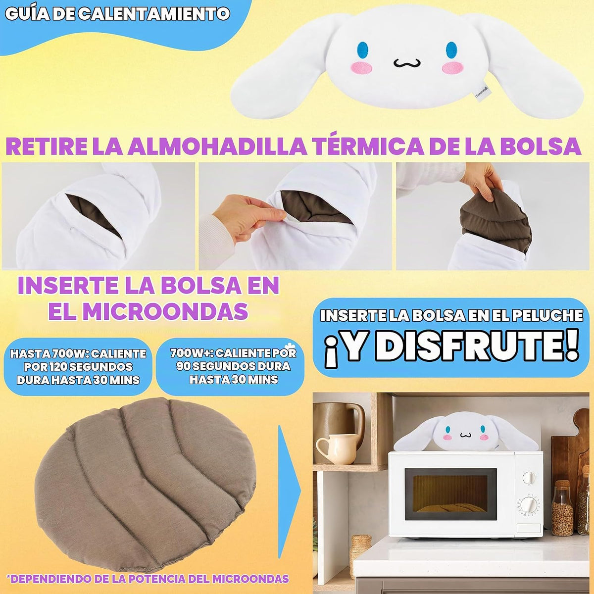 Hello Kitty Sanrio - Almohadilla térmica para microondas para cuell...